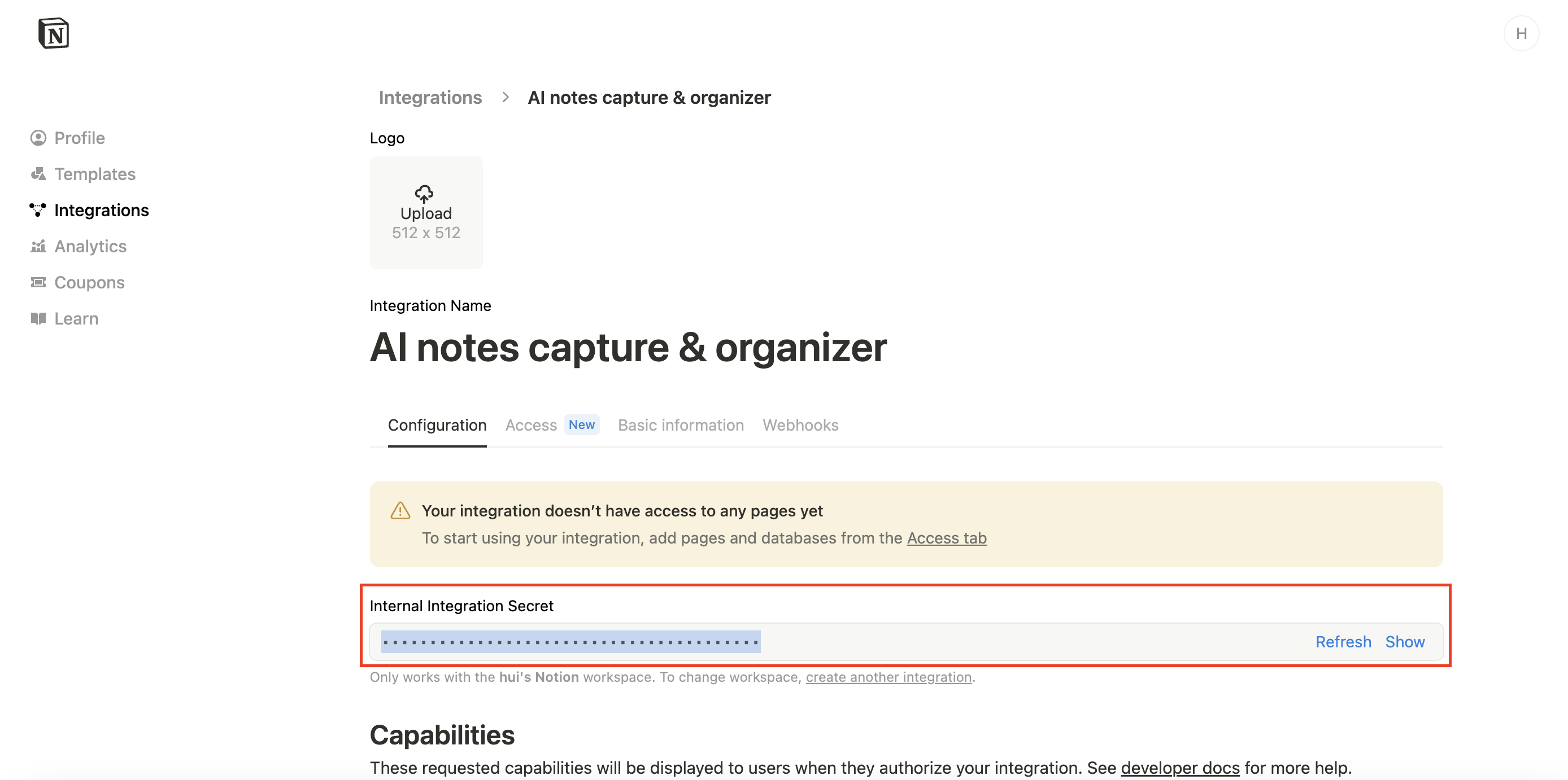Notion Integration Setup